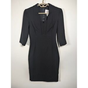 L.K. Bennett Womens Sheath Dress Black Crepe Tailored 3/4 Sleeve US 4 UK 8 EU 36